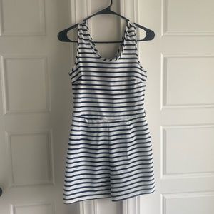 Blue+white stripe romper